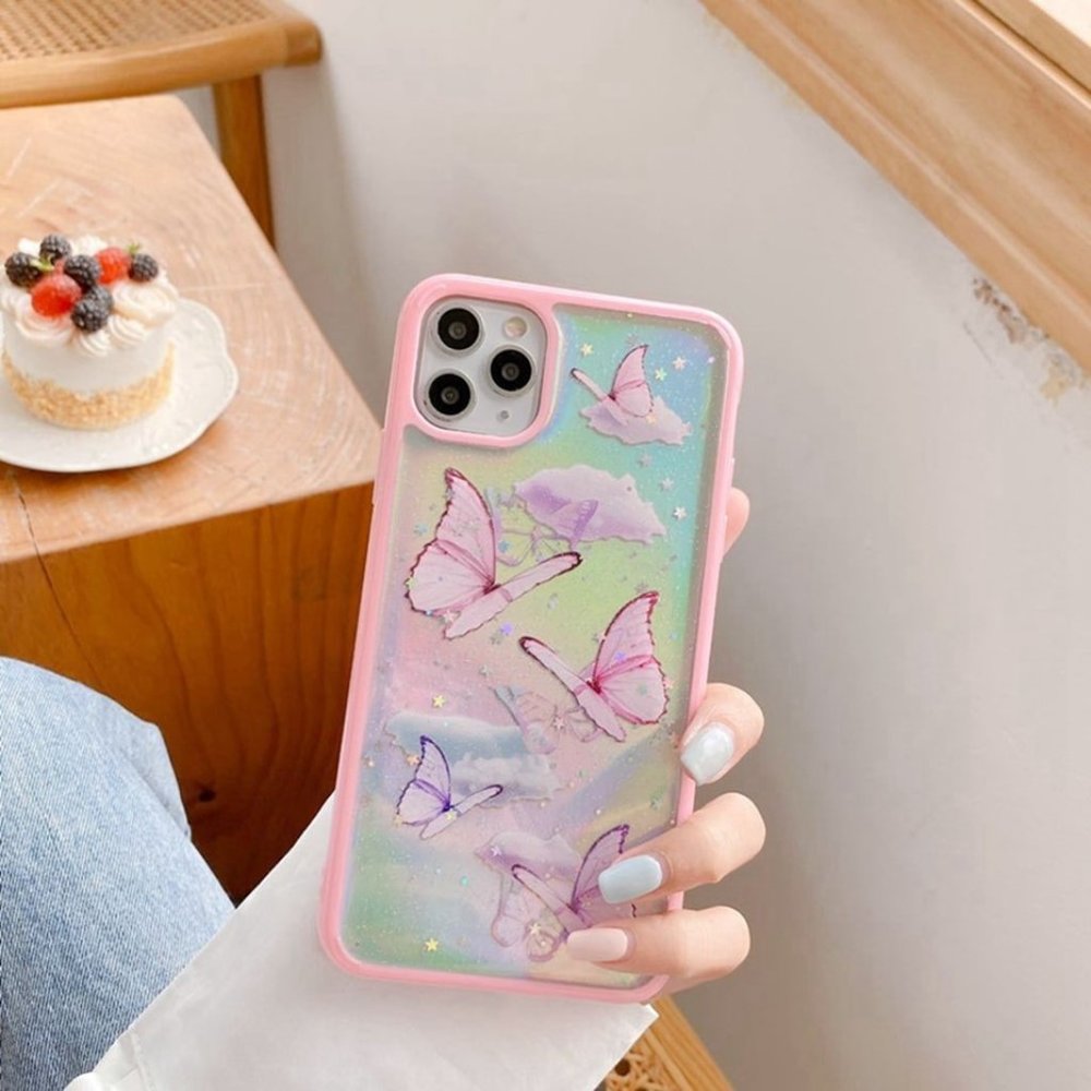 Rose Cute Butterfly Clear iPhone Case
